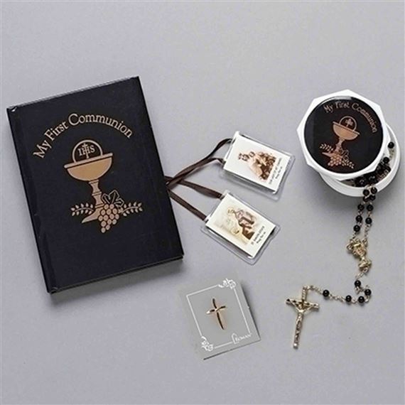 BLACK AND GOLD 5-PIECE FIRST COMMUNION SET FOR BOYS
