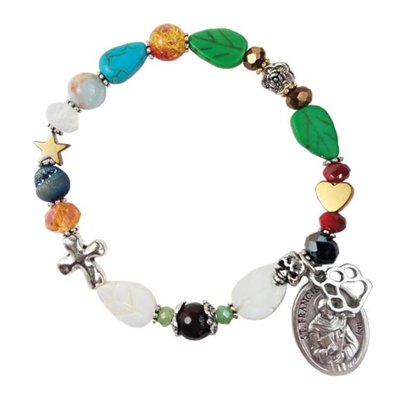 GENUINE GEMSTONE ST. FRANCIS OF ASSISI - ROSARY BRACELET
