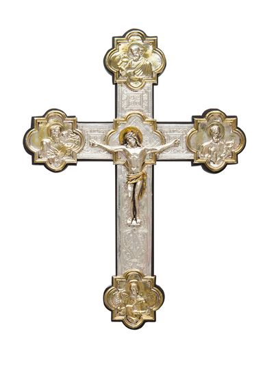 SILVER ICON CRUCIFIX WITH FOUR EVANGELISTS