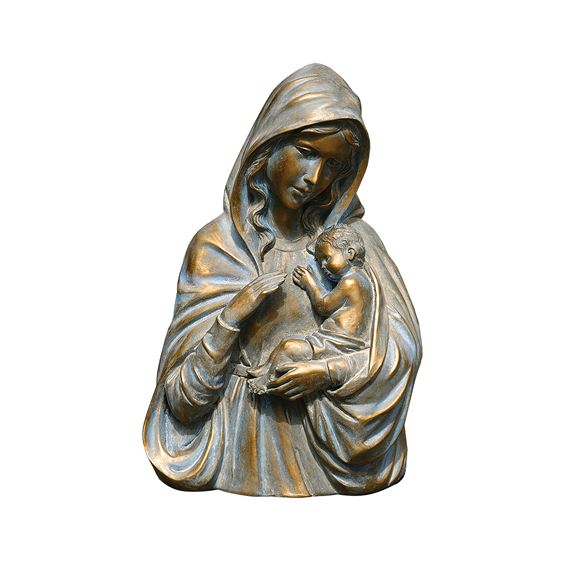 INDOOR/OUTDOOR BRONZED MADONNA AND CHILD BUST