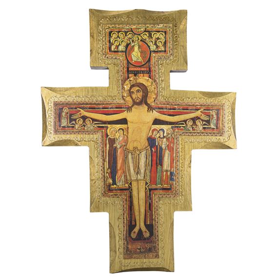 SAN DAMIANO DECORATIVE WOOD ICON CRUCIFIX