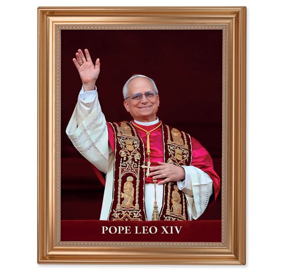POPE LEO XIV PORTRAIT IN GOLD FRAME (13 1/2" X 16 1/2")