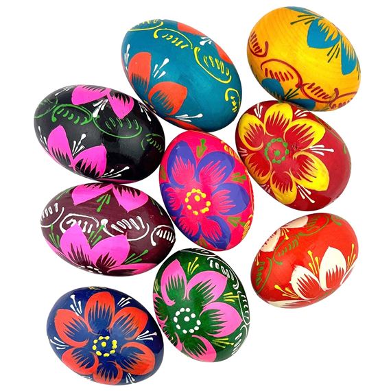 SET OF 9 HAND PAINTED FLORAL EGGS
