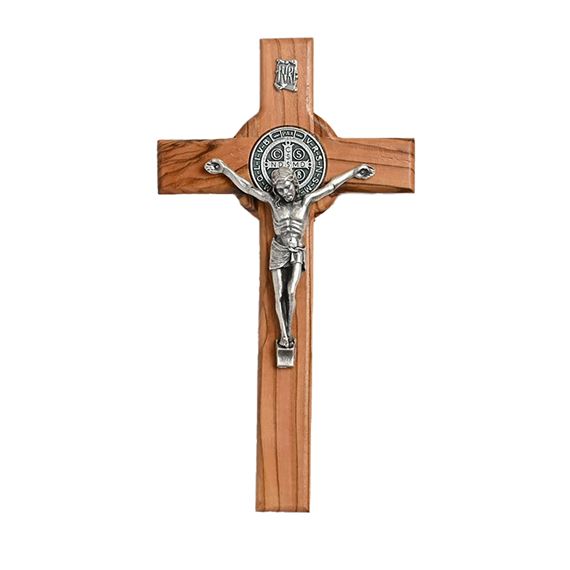 ST. BENEDICT OLIVE WOOD WALL CRUCIFIX - 6 1/4"