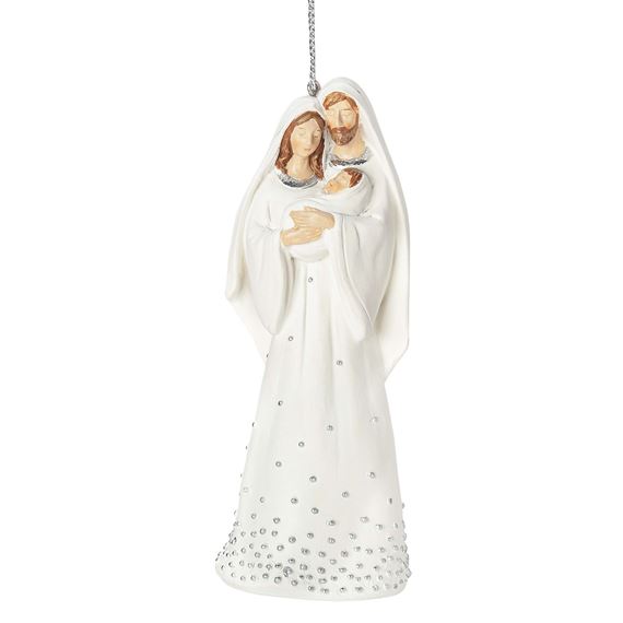 HOLY FAMILY ORNAMENT WITH SILVER ACCENTS