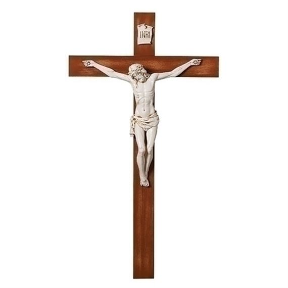 FONTANINI 39 ½ INCH DARK BROWN WALNUT WOOD CRUCIFIX