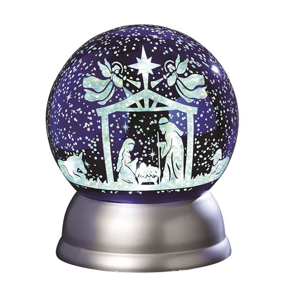 HOLY FAMILY LIGHTED SWIRL GLITTER DOME