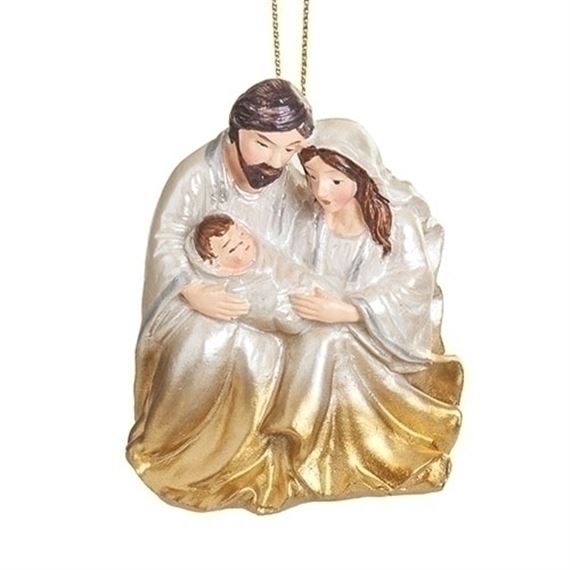HOLY FAMILY WHITE AND GOLD OMBRE ORNMENT