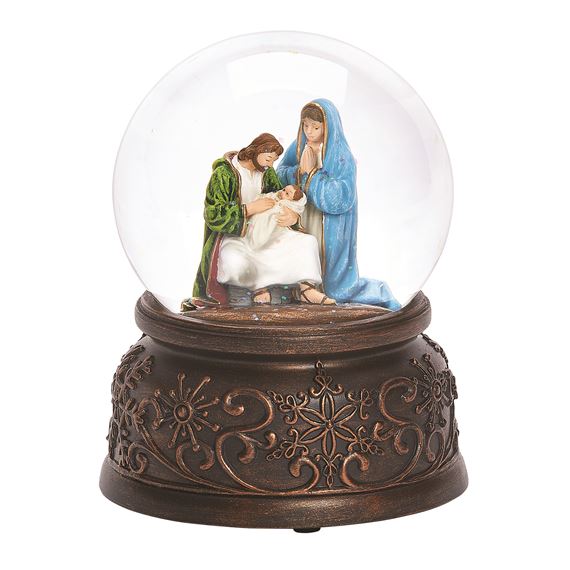 HOLY FAMILY MUSICAL GLITTER DOME