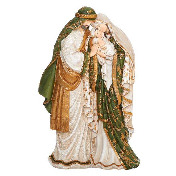 GREEN AND GOLD HOLY FAMILY STATUE