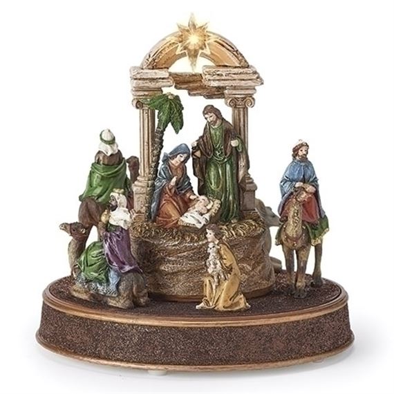ROTATING LIGHTED MUSICAL NATIVITY - 9 1/4"