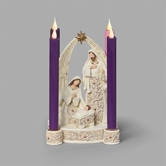 HOLY FAMILY ADVENT WREATH WITH POINSETTIA PATTERN