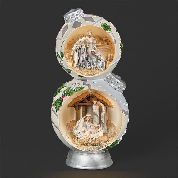 LIGHTED STACKED ORNAMENT WITH NATIVITY