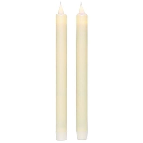 SET OF 2 FLAMELESS LED TAPER CANDLES WITH TIMERS & FREE REMOTE - 9" IVORY
