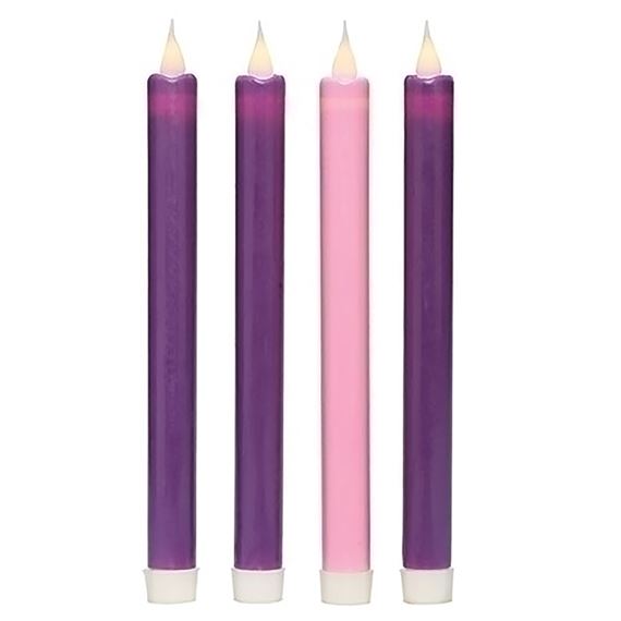 FLAMELESS LED ADVENT CANDLES WITH TIMERS & FREE REMOTE - 9" TAPERS