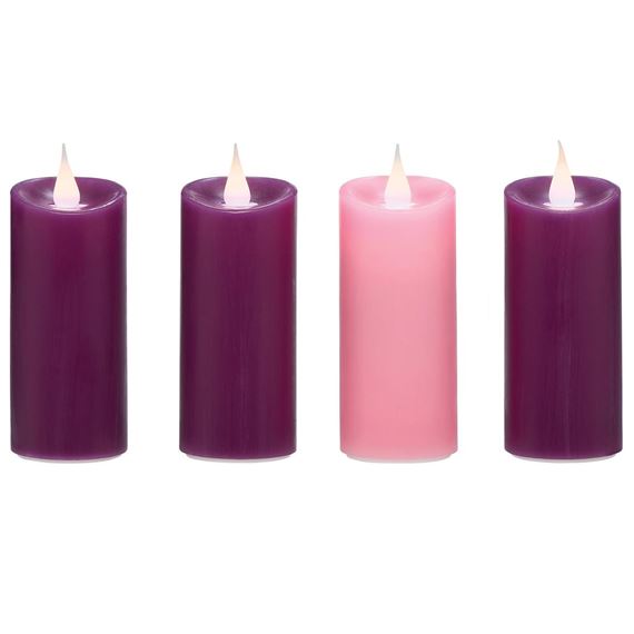 LED ADVENT VOTIVE CANDLES - SET OF 4, 4 1/2"