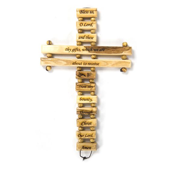 GRACE BEFORE MEALS OLIVE WOOD PRAYER CROSS