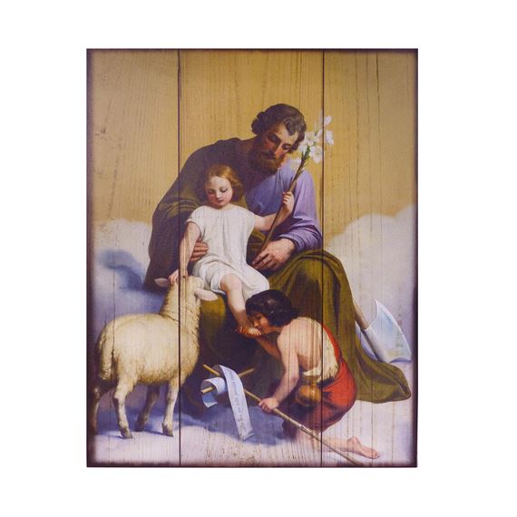 ST. JOSEPH GUARDIAN OF SONS WOOD PLAQUE - 8" X 10"