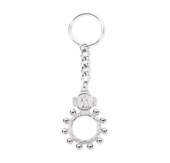 DIVINE MERCY ROSARY RING KEY CHAIN