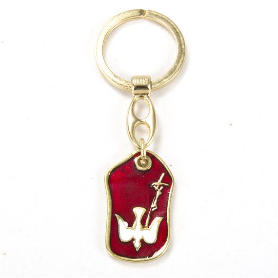 RED ENAMEL HOLY SPIRIT KEY CHAIN