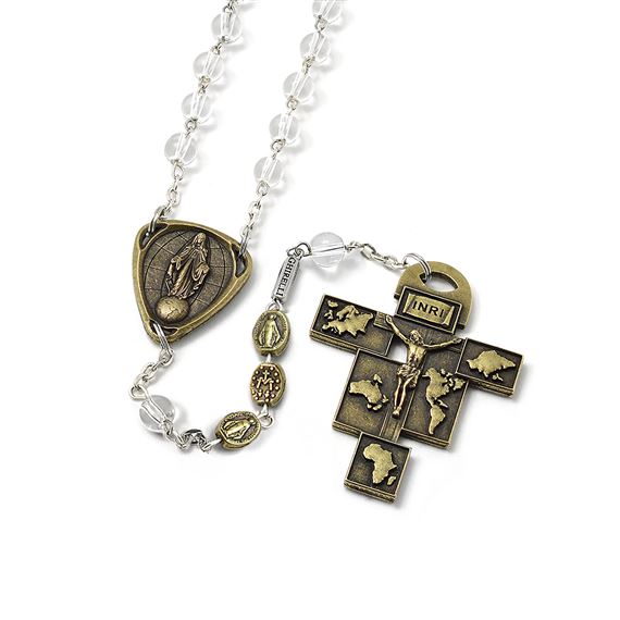 WORLD PEACE ROSARY WITH QUEEN OF PEACE CENTERPIECE