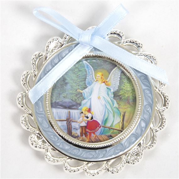 GUARDIAN ANGEL CRIB MEDAL - BLUE