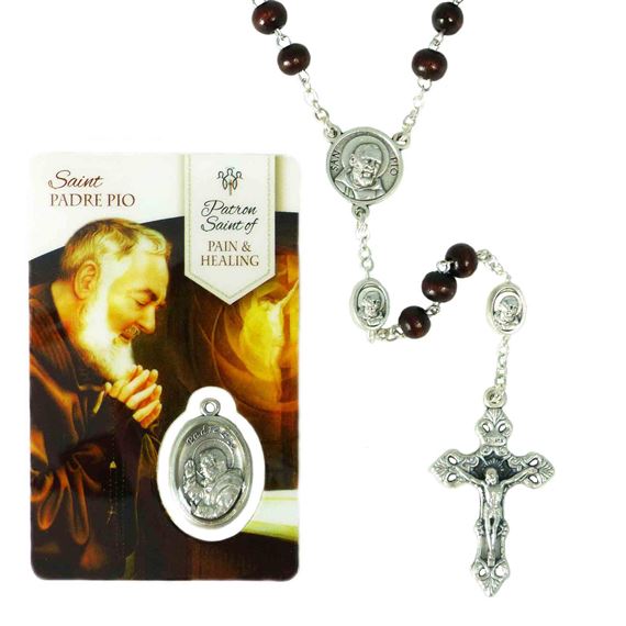 PADRE PIO ROSARY AND HEALING SAINT HOLY CARD