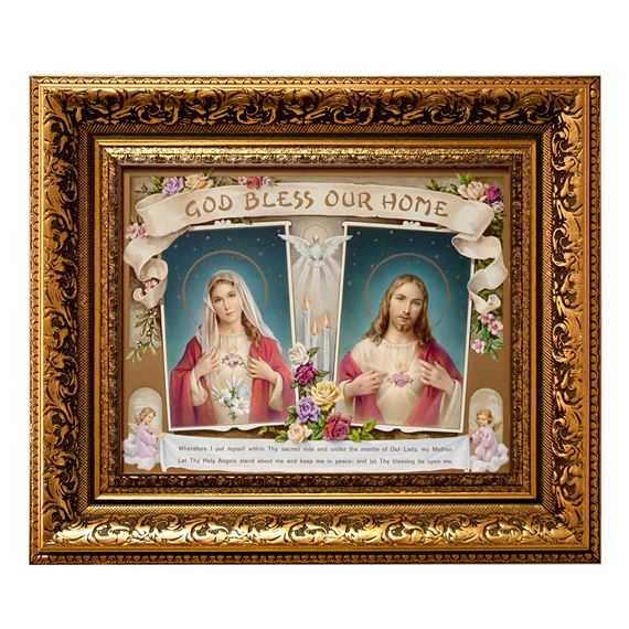 GOD BLESS OUR HOME FRAMED ARTWORK - 14 1/4" x 12 1/4"