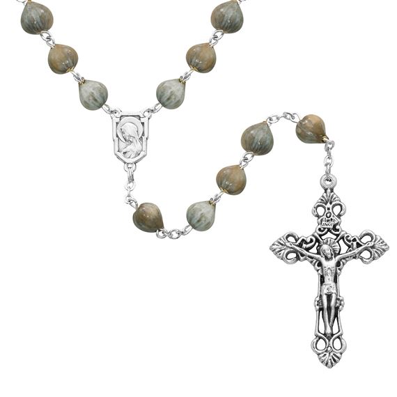 JOB'S TEARS ROSARY - WITH OUR LADY OF SORROWS CENTERPIECE