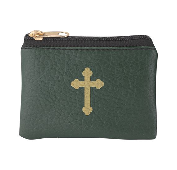 LEATHERETTE ROSARY POUCH - EMERALD GREEN
