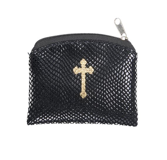 BLACK REPTILE PATTERN ROSARY POUCH