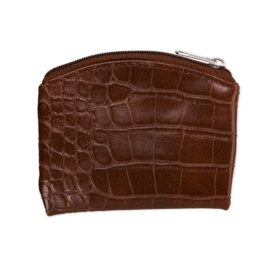 BROWN CROCODILE PATTERN ROSARY POUCH