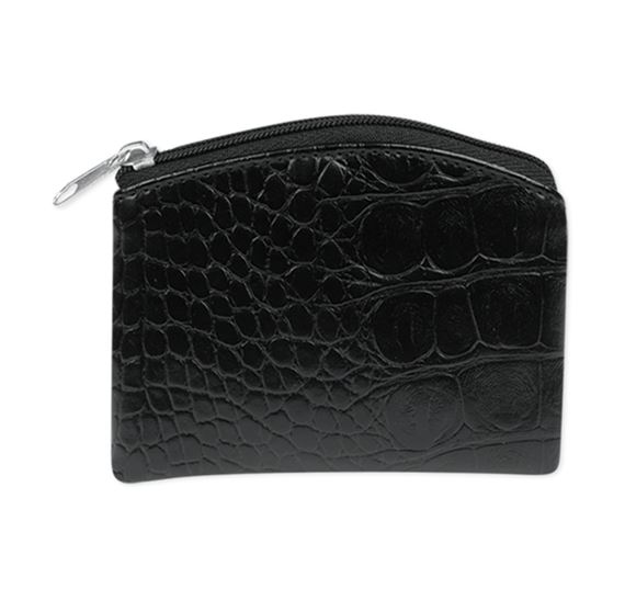 ROSARY POUCH - BLACK FAUX CROCODILE