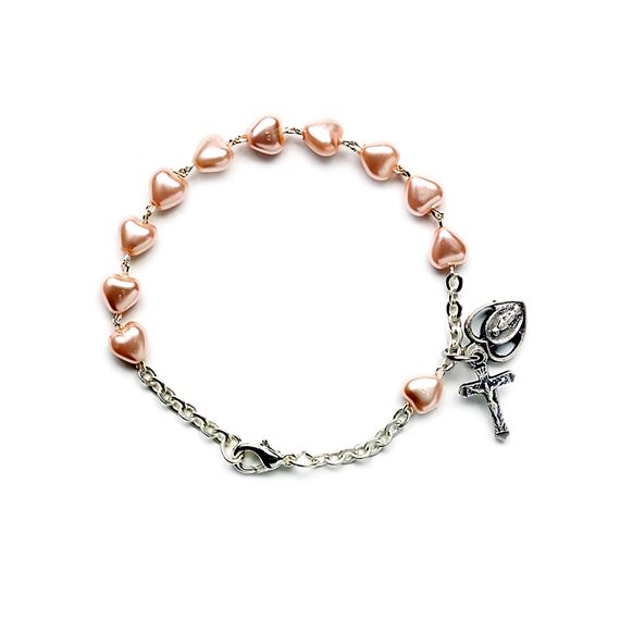 CHILDREN'S PINK HEART BRACELET- MIRACULOUS MEDAL