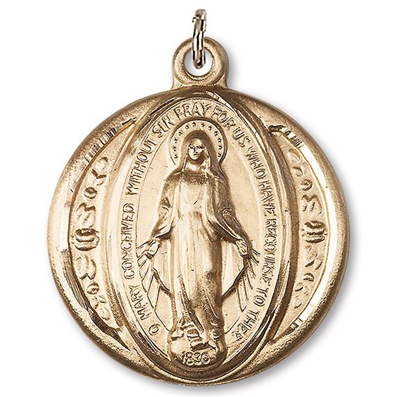 ROUND 14KT GOLD MIRACULOUS MEDAL