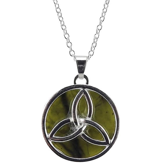 CONNEMARA MARBLE CELTIC KNOT PENDANT ON 18" CHAIN