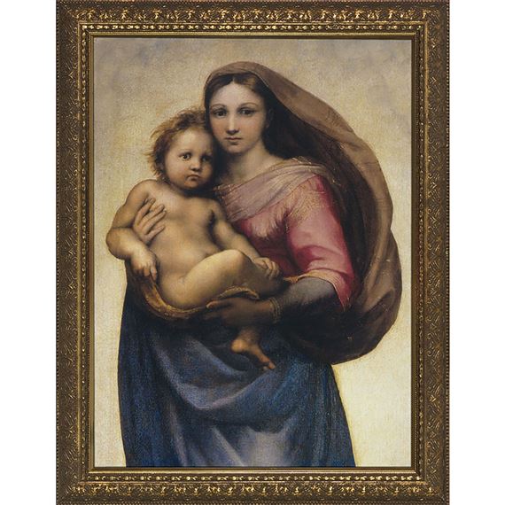 SISTINE MADONNA BY RAPHAEL FRAMED ARTWORK - 14 X 18