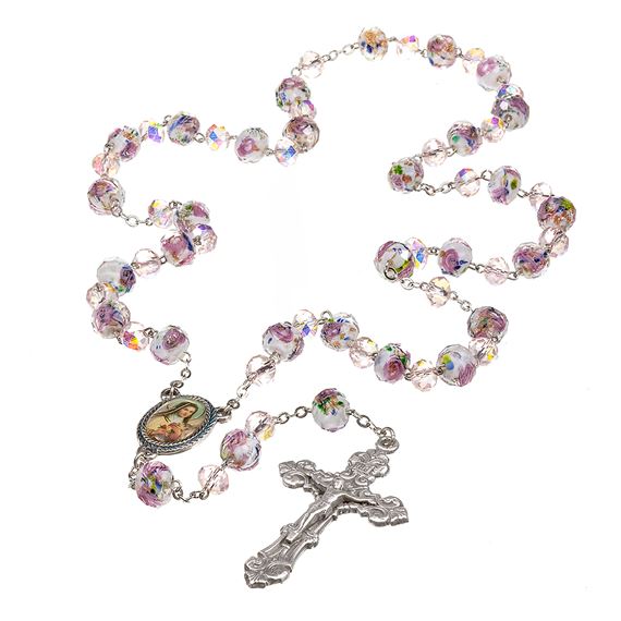 ST. THERESE ROSE CRYSTAL ROSARY