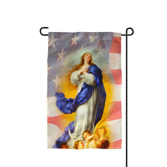 IMMACULATE CONCEPTION/AMERICAN FLAG GARDEN FLAG