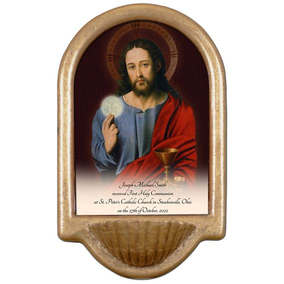 PERSONALIZED HOLY WATER FONT - CHRIST WITH EUCHARIST