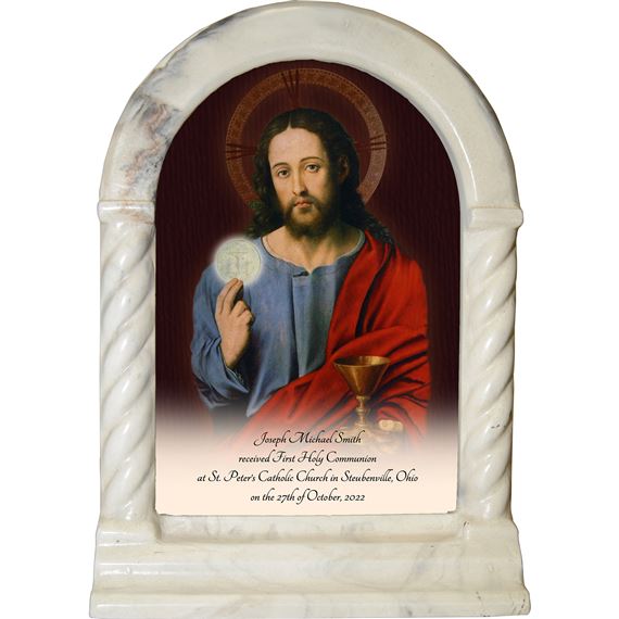 PERSONALIZED DESK SHRINE - CHRIST WITH EUCHARIST