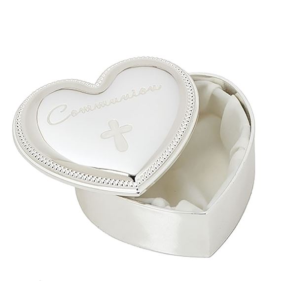 FIRST COMMUNION HEART SHAPED ROSARY BOX
