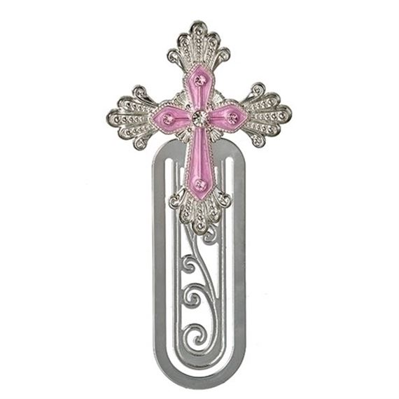 BIRTHSTONE COLOR CRYSTAL CROSS BOOKMARK