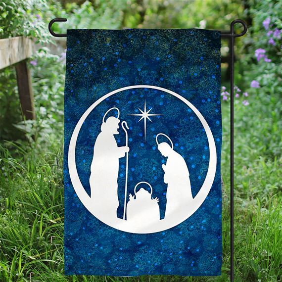 VINTAGE NATIVITY GARDEN FLAG