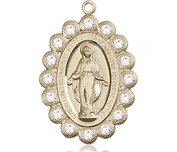 14KT GOLD MIRACULOUS MEDAL - 1 1/8" x 3/4"