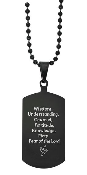 GIFTS OF THE HOLY SPIRIT BLACK STAINLESS STEEL DOG TAG