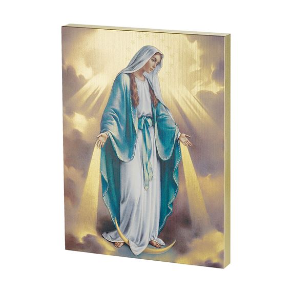 OUR LADY OF GRACE GOLD EMBOSSED WOODEN PLAQUE