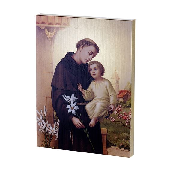 ST. ANTHONY GOLD EMBOSSED WOODEN PLAQUE