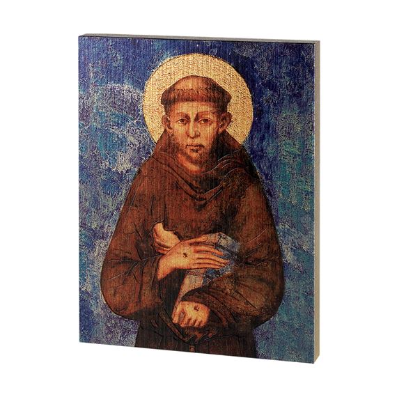ST. FRANCIS GOLD EMBOSSED WOODEN PLAQUE