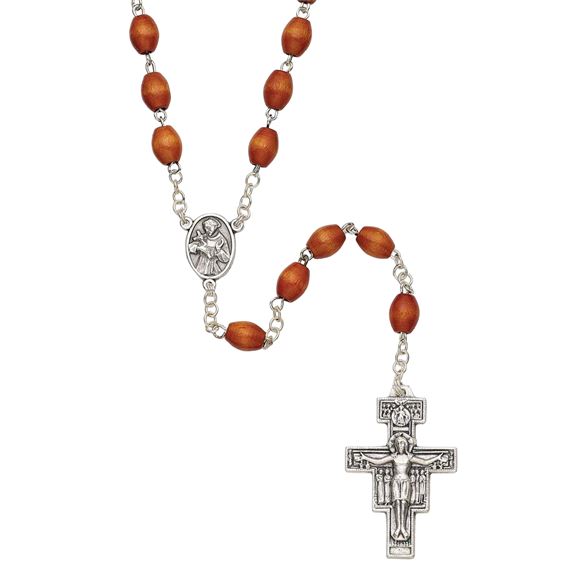 ST. FRANCIS WOOD BEAD ROSARY